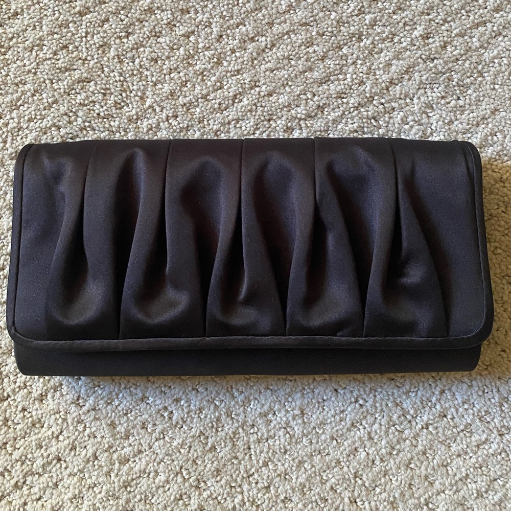 Vintage Black Satin Evening Bag